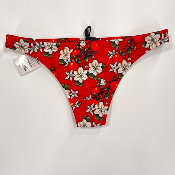NWT Speedo Endurance Floral Print Red Cheeky Bikini Bottoms New With Tags Small - Picture 6 of 6